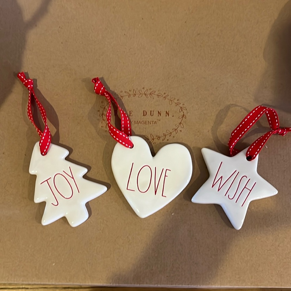 Rae Dunn, 3pc ornaments